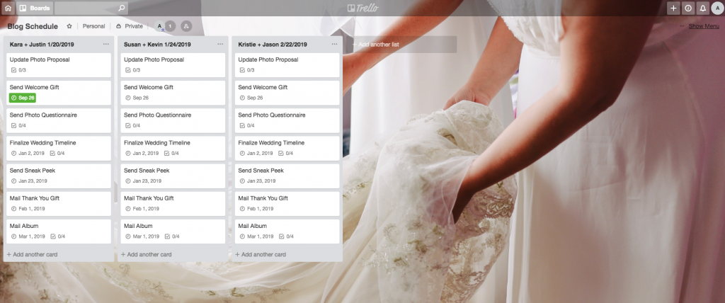 How to use Trello as a wedding planner and wedding photographer | Ava And The Bee Virtual Assistant