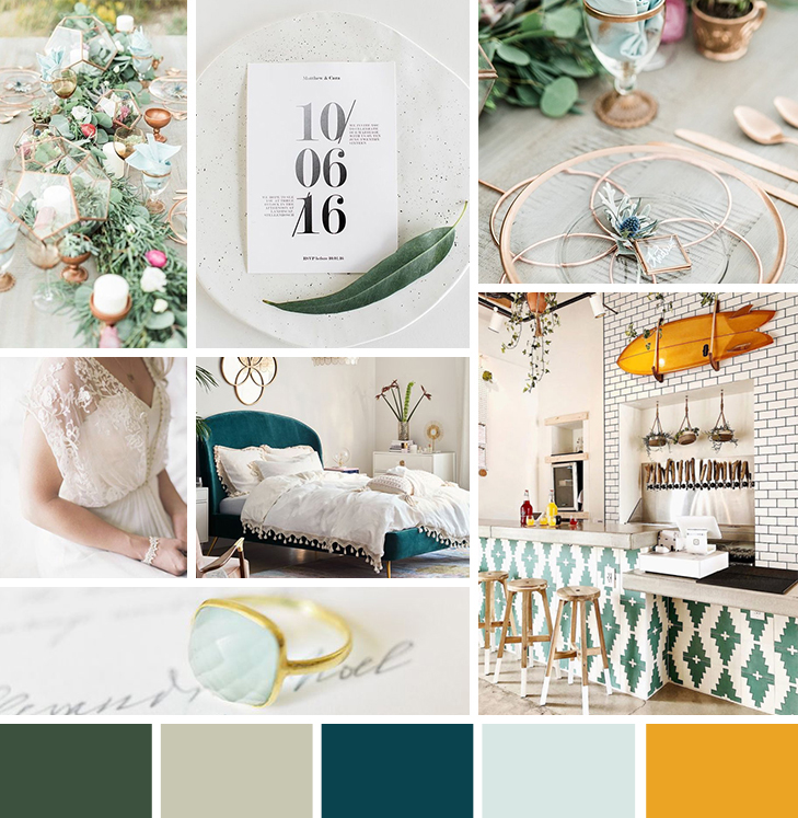 Sea glass boho wedding inspiration, with touches of teal, gold, and jade. | Ava And The Bee Virtual Assistant