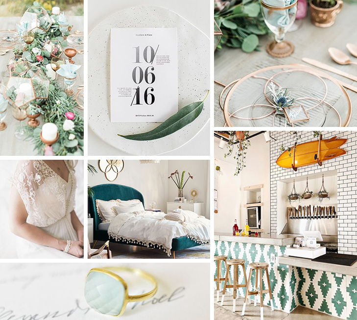 Sea glass boho wedding inspiration, with touches of teal, gold, and jade. | Ava And The Bee Virtual Assistant
