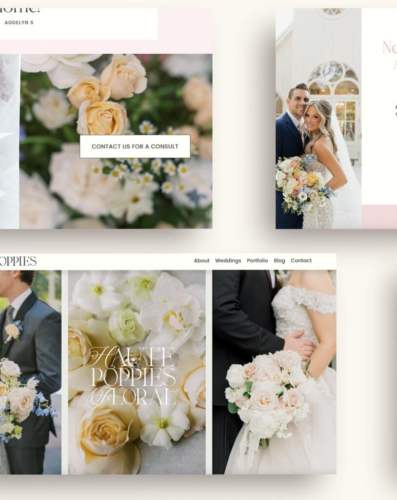 Custom Squarespace website for a wedding florist by Ava And The Bee
