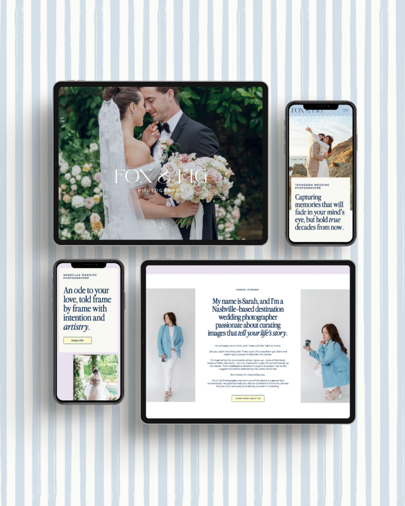 Custom Showit website and brand design by Ava And The Bee for wedding professionals 