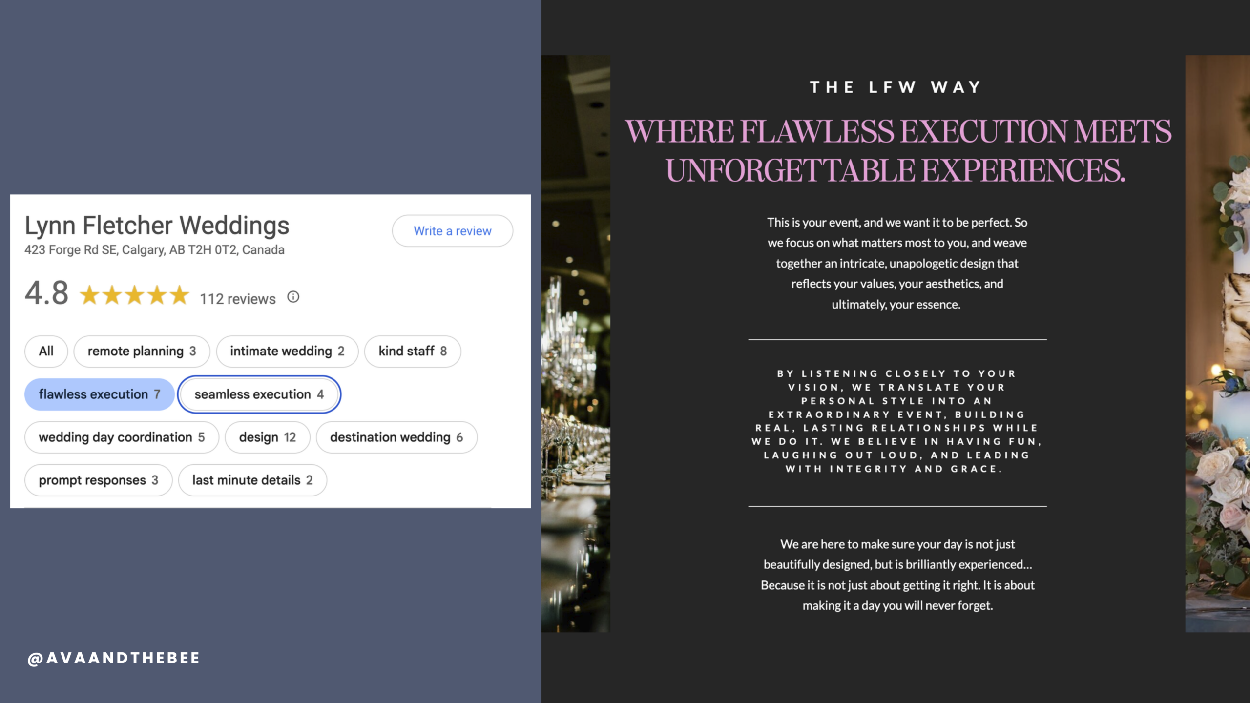 Luxury copywriting for wedding planners in Canada and The US by Ava And The Bee